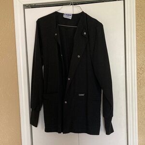 Landau Black Button-Up scrub Jacket